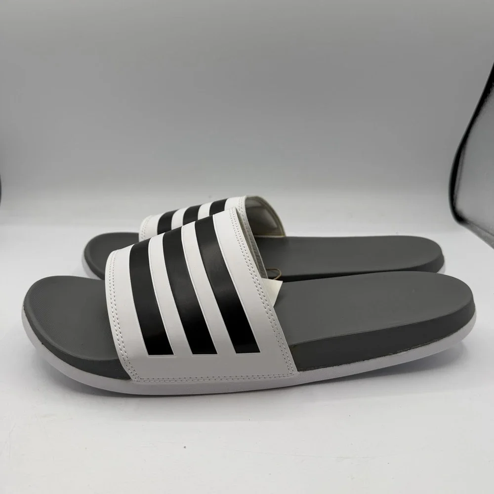 Adidas Adilette Comfort‎ Slide Mens 13 Womens 14 White Grey Beach Sandals GZ5895
